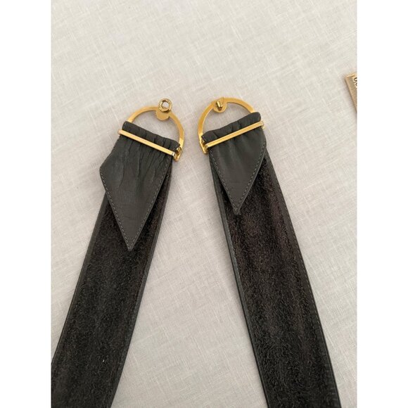 Vintage Genuine Leather Gray Belt With Gold-Tone Buckle Made In Brazil Size M main image 8